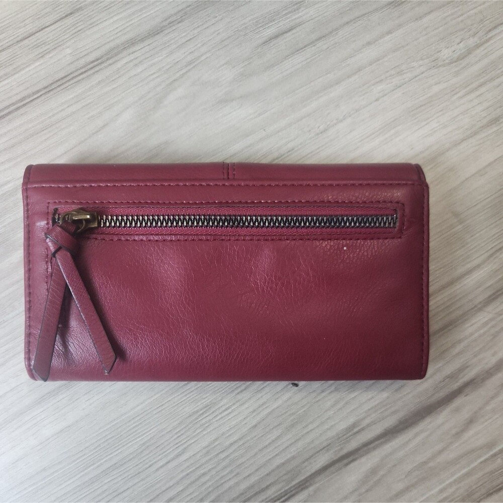 Sonoma Keelan RFID Filemaster Wallet Wine Red Button Zip Organizer Clutch - Picture 2 of 7